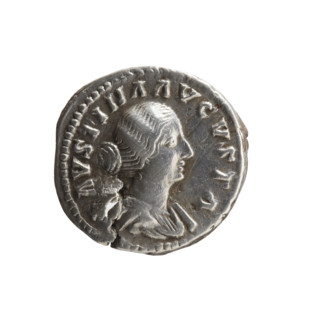 Denarius (with a hole), Faustina the Younger (ca. 130–176; Roman empress 161–176), Marcus Aurelius