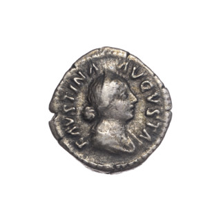 Denarius of Faustina the Younger (ca. 130–176; Roman empress 161–176) issued under Marcus Aurelius