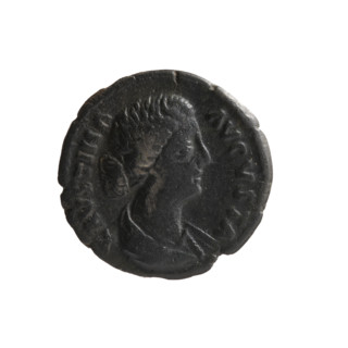 Denarius of Faustina the Younger (ca. 130–176), Marcus Aurelius (issuer). Obverse: Bust of Faustina