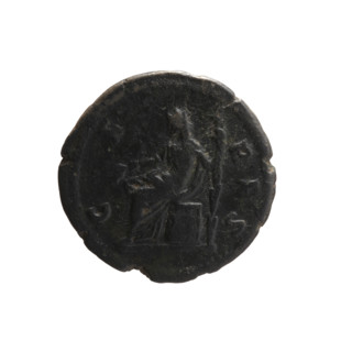 Denarius; obverse: Bust of Faustina the Younger in drapery facing right, inscription FAVSTINA ·