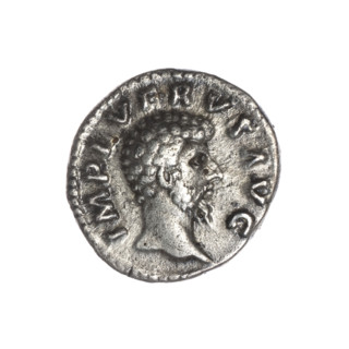 Denarius of Lucius Verus (130–169; Roman emperor 161–169), issuer: Lucius Verus. Obverse: head of
