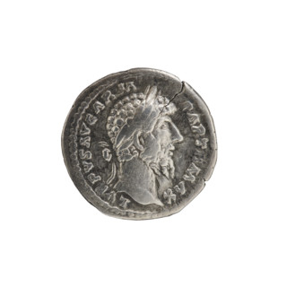 Denarius of Lucius Verus (130–169), Roman emperor 161–169. Obverse: Head of Lucius Verus with