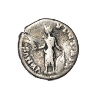 Denarius of Lucilla (149–182), Lucius Verus (130–169) issuer. Obverse: Bust of Lucilla in drapery