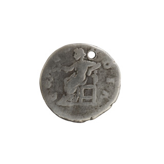 Denarius (with a hole), Lucilla (149–182; Roman empress 164–169), Lucius Verus (130–169; Roman