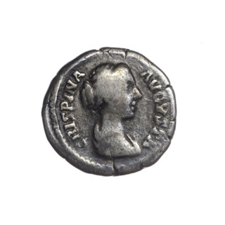 Denarius, Crispina (164–192?, Roman empress 178–192), Commodus (161–192, Roman emperor 177–192) —