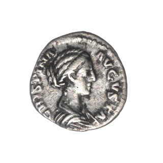 Denarius, Crispina (164–192?, Roman empress 178–192) as issuer; Commodus (161–192, Roman emperor