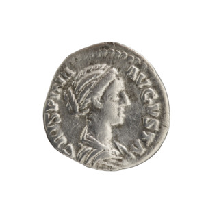 Denarius; obverse: bust of Crispina in drapery facing right, inscription 'CRISPINA AVGVSTA';