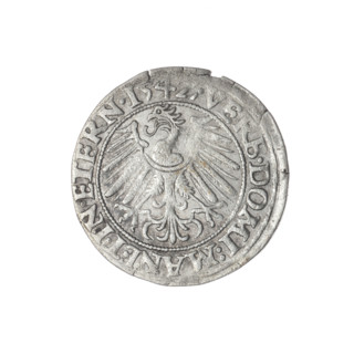 Obverse: Male bust of Frederick II, Duke of Brzeg-Legnica, turned right, with beard and sideburns,