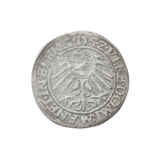 Obverse: Male bust turned right, with a beard and sideburns, wearing a coat with a wide collar; in