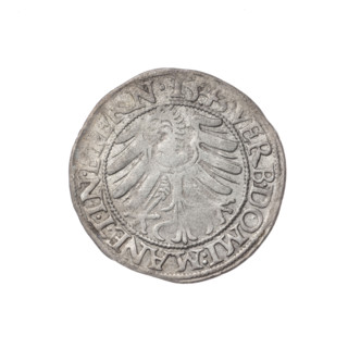 Obverse: Male bust turned right, with a beard and sideburns, wearing a coat with a wide collar; in
