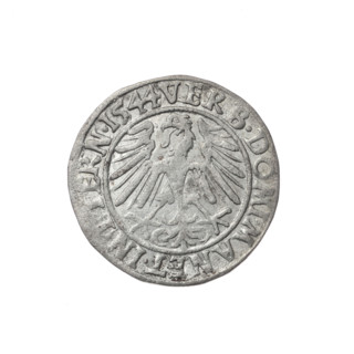 Male bust in armour turned right with a beard and sideburns; obverse rim between pearly borders