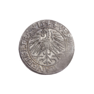 Obv. Male bust in armor turned right with beard and sideburns; in the rim between the pearly