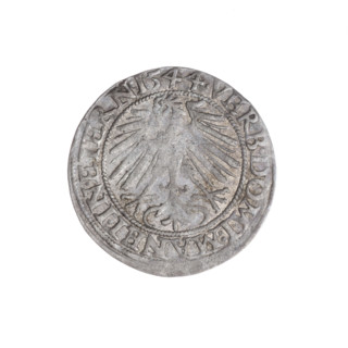 Obverse: Male bust in armour turned right, with a beard and sideburns; in the rim between pearly
