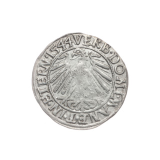 Obv.: Male bust in armour turned right with beard and sideburns; in the rim between the pearly