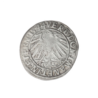 Obverse: Male bust in armour turned right with a beard and sideburns; in the rim between the pearly