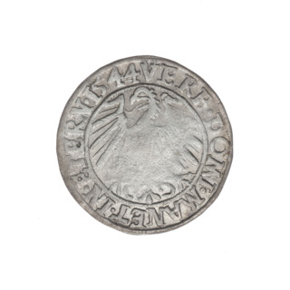 Obverse: Male bust in armour turned right with a beard and sideburns; in the rim between the pearly