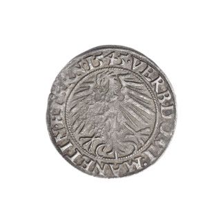 Obverse: Male bust in armour turned right with a beard and sideburns; in the rim between the pearly