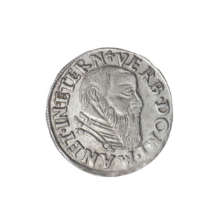 Trojak; maker: Stoltz, Michael (fl. ca. 1540–1555). Obverse: bust of Frederick II, Duke of