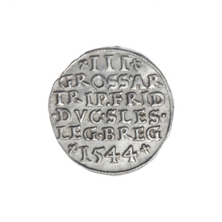 Trojak by Michael Stoltz (fl. ca. 1540–1555), depicting Frederick II, Duke of Brzeg-Legnica