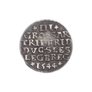 Trojak; maker: Stoltz, Michael (fl. ca. 1540–1555); subject: Frederick II (Duke of Brzeg-Legnica;