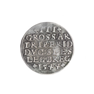 Trojak by Michael Stoltz (fl. ca. 1540–1555), 1544. Silver coin (trojak), diameter 21.2 mm, weight