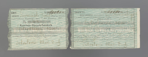 Receipt and notification of the National Government; securities, receipts; January Uprising
