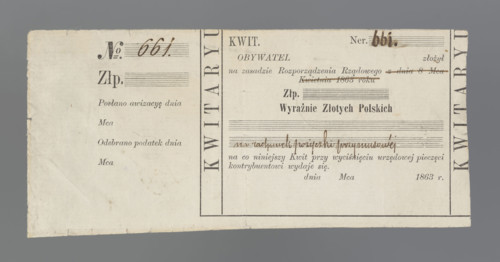 Personal receipt of a compulsory loan; receipts, securities; January Uprising (1863–1864); National