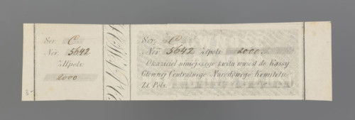 Receipt for the cashier of the Main Central National Committee, National Government; securities,