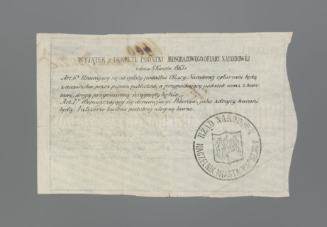 Personal notice of national tax, Governor of the City of Warsaw, National Government, securities,