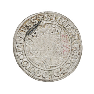 Prussian grosz, Sigismund I the Old (King of Poland; 1506–1548). Obverse: Crowned male bust in