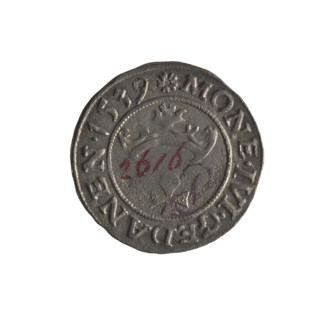 Gdansk szelag, Sigismund I the Old (King of Poland; 1506–1548). Obverse: Eagle of Royal Prussia; in