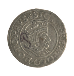 Gdansk grosz, Sigismund I the Old (King of Poland; 1506–1548). Polish coin, 1535. Obv.: Crowned