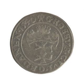 Gdansk grosz, Sigismund I the Old (King of Poland; 1506–1548). Obverse: Crowned male bust in