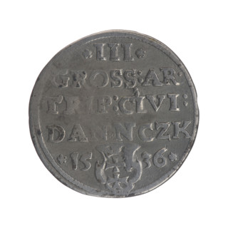 Gdansk troika, Sigismund I the Old (King of Poland; 1506–1548). Polish coin, 1536. Obverse: Crowned