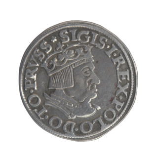 Gdansk trojak, Sigismund I the Old (King of Poland; 1506–1548). Obv.: Crowned male bust in profile