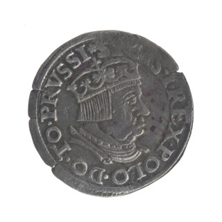 Gdansk troika, Sigismund I the Old (King of Poland; 1506–1548). Polish coin, 1536. Obverse: Crowned