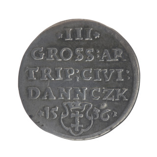Gdansk troika, Sigismund I the Old (King of Poland; 1506–1548). Polish coin, Jagiellonian dynasty.
