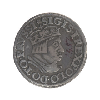 Gdansk trojak, Sigismund I the Old (King of Poland; 1506–1548). Obv.: Crowned male bust in profile