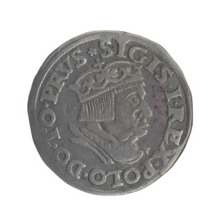 Gdansk trojak, Sigismund I the Old (King of Poland; 1506–1548). Obverse: Crowned male bust in