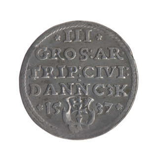 Gdansk trojak, Sigismund I the Old (King of Poland; 1506–1548). Obv.: Crowned male bust in profile