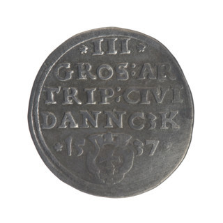 Gdansk troika, Sigismund I the Old (King of Poland; 1506–1548). Polish coin, 1537. Obverse: Crowned
