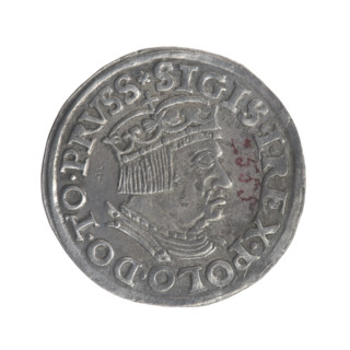 Gdansk troika, Sigismund I the Old (King of Poland; 1506–1548). Polish coin, 1537. Obverse: Crowned