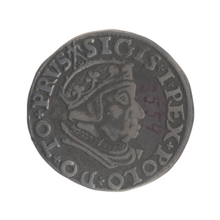 Gdansk trojak, Sigismund I the Old (King of Poland; 1506–1548). Polish coin, 1537. Obverse: Crowned