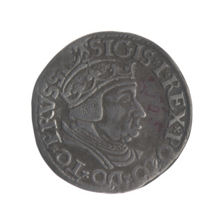 Gdansk troika, Sigismund I the Old (King of Poland; 1506–1548). Obverse: Crowned male bust in