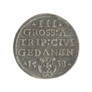 Gdansk trojak, Sigismund I the Old (King of Poland; 1506–1548). Obv.: Crowned male bust in profile