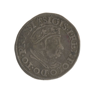 Gdansk trojak, Sigismund I the Old (King of Poland; 1506–1548). Obverse: Crowned male bust in