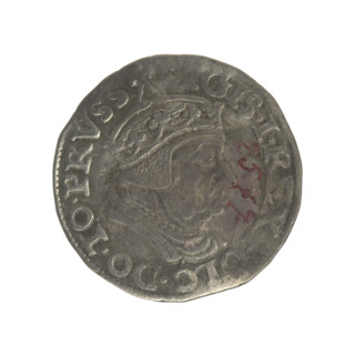 Gdansk troika, Sigismund I the Old (King of Poland; 1506–1548). Obverse: Crowned male bust in