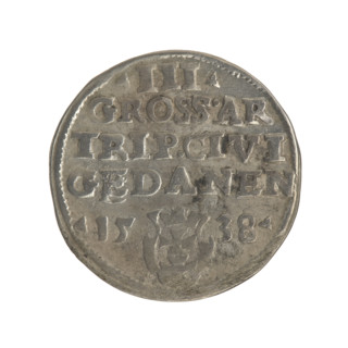 Gdansk trojak, Sigismund I the Old (King of Poland; 1506–1548). Obv.: Crowned male bust in profile