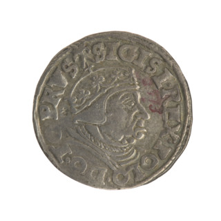 Gdansk trojak, Sigismund I the Old (King of Poland; 1506–1548). Polish coin, 1538. Obverse: Crowned