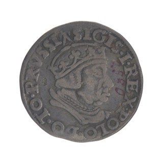 Gdansk troika, Sigismund I the Old (King of Poland; 1506–1548). Polish coin, 1538. Obverse: Crowned